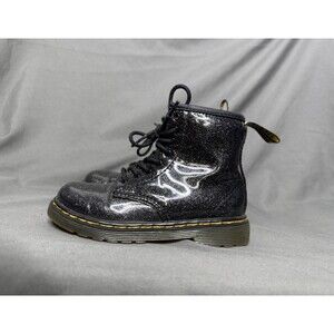 Docs Dr Martens 1460 T Boots Black Cosmic Glitter Size 10 Youth Side Zip Boots